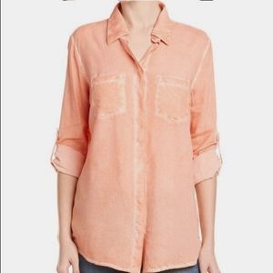 beachlunchlounge orange chambray split back shirt